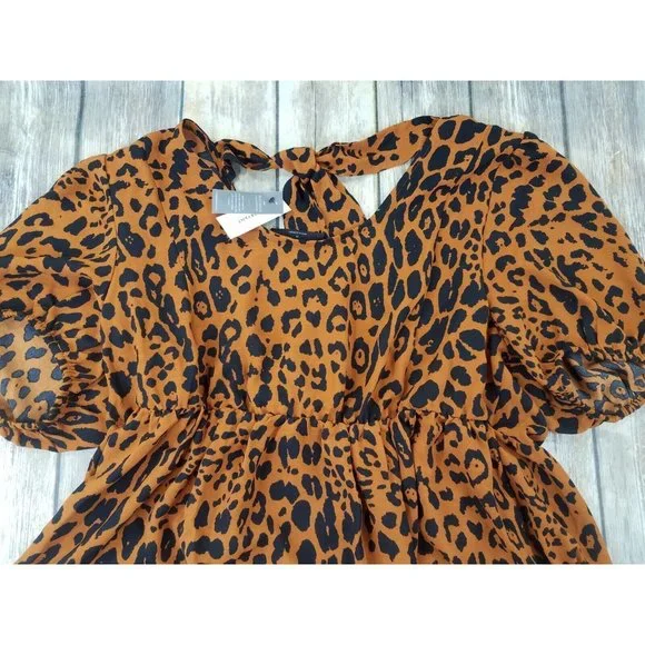 Lane Bryant Illusion Collection Blouse Top Womens Size 18 Brown Animal Print New - Picture 12 of 13